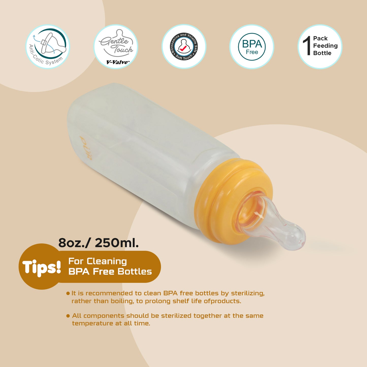 PUR 9027 Eco Feeding Bottle: BPA-Free, Ergonomic Design (Choose Any Color)