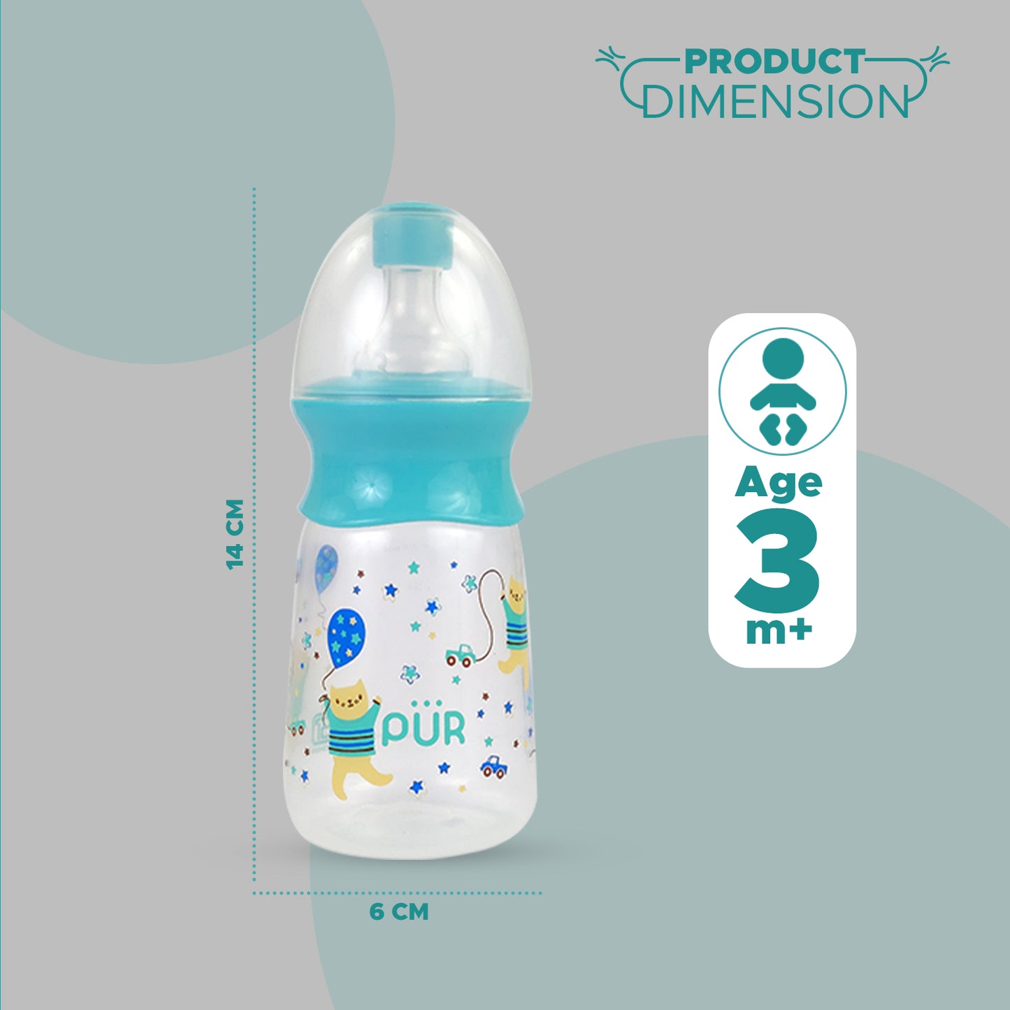 PUR 1104 Baby Feed Bottle (5oz./ 130ml, Choose Any Color)