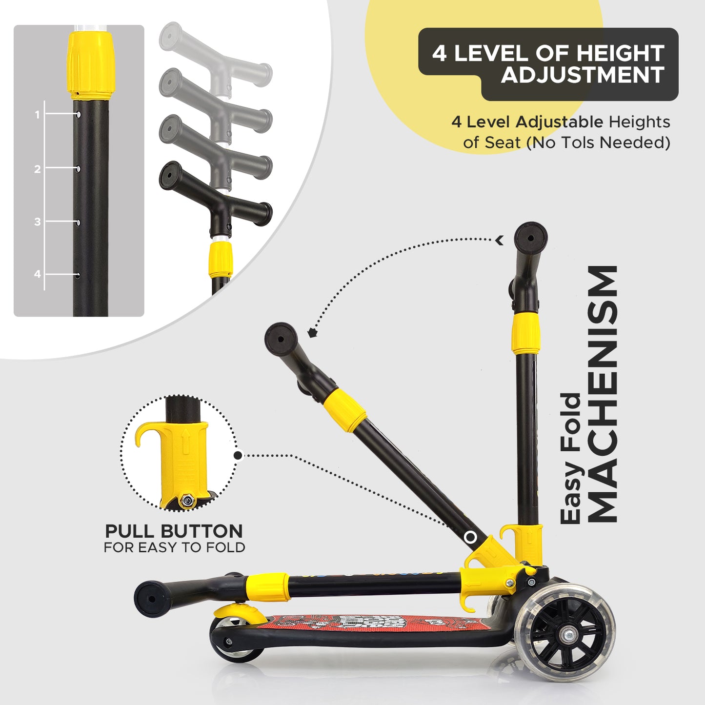 Fun Nation Smart Kick Scooter, Adjustable Height with LED Wheels (Choose Any Color) - product image 2 | Fun Nation