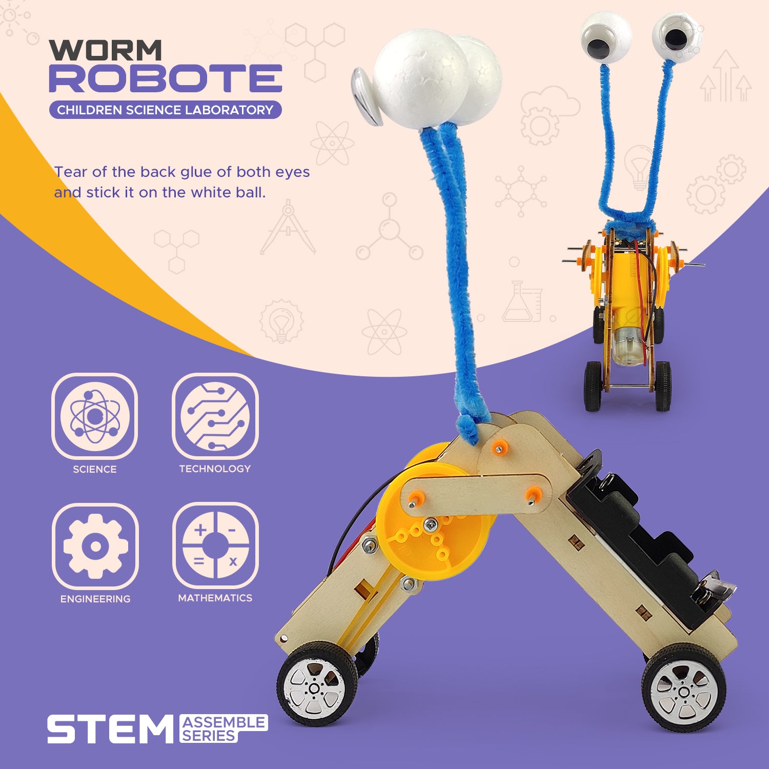 NHR DIY Worm Robot | STEM Toys For Experiment Purpose | Science Project Kit Educational Toy For Kids 6+ Years