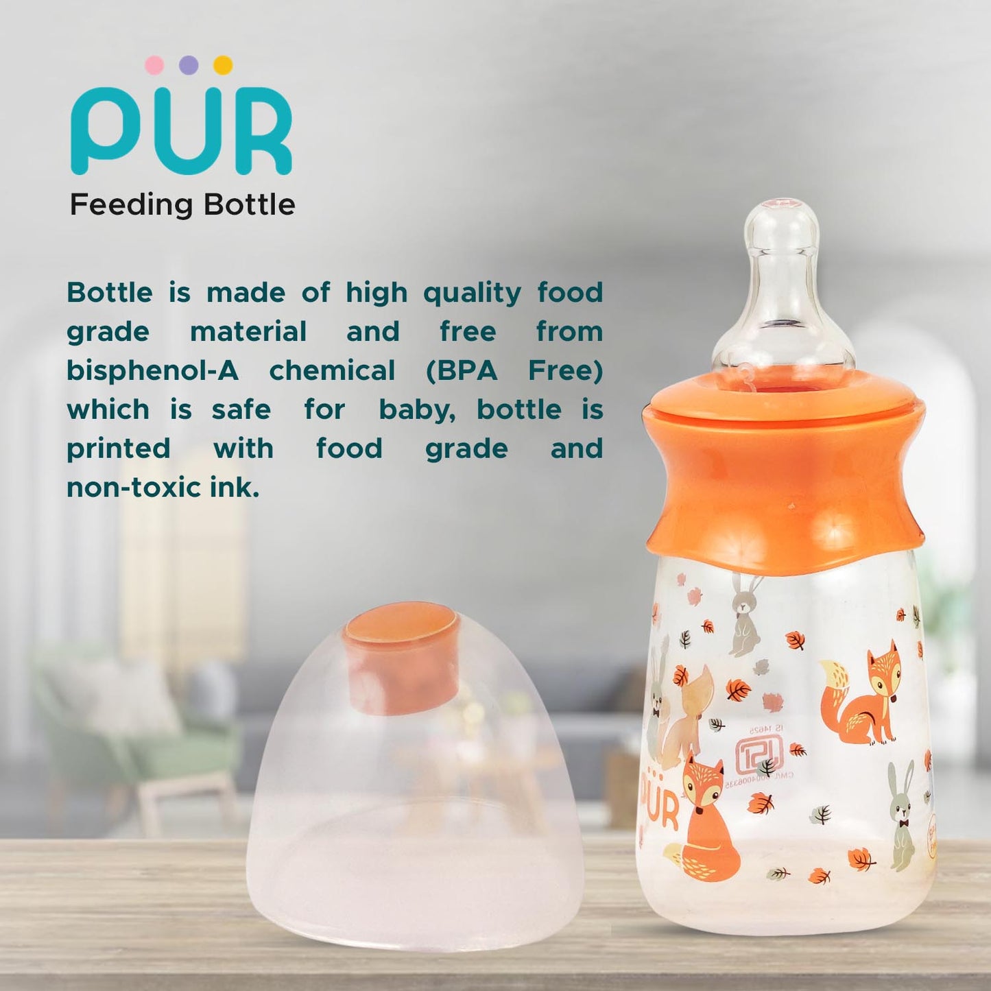 PUR 1104 Baby Feed Bottle (5oz./ 130ml, Choose Any Color)