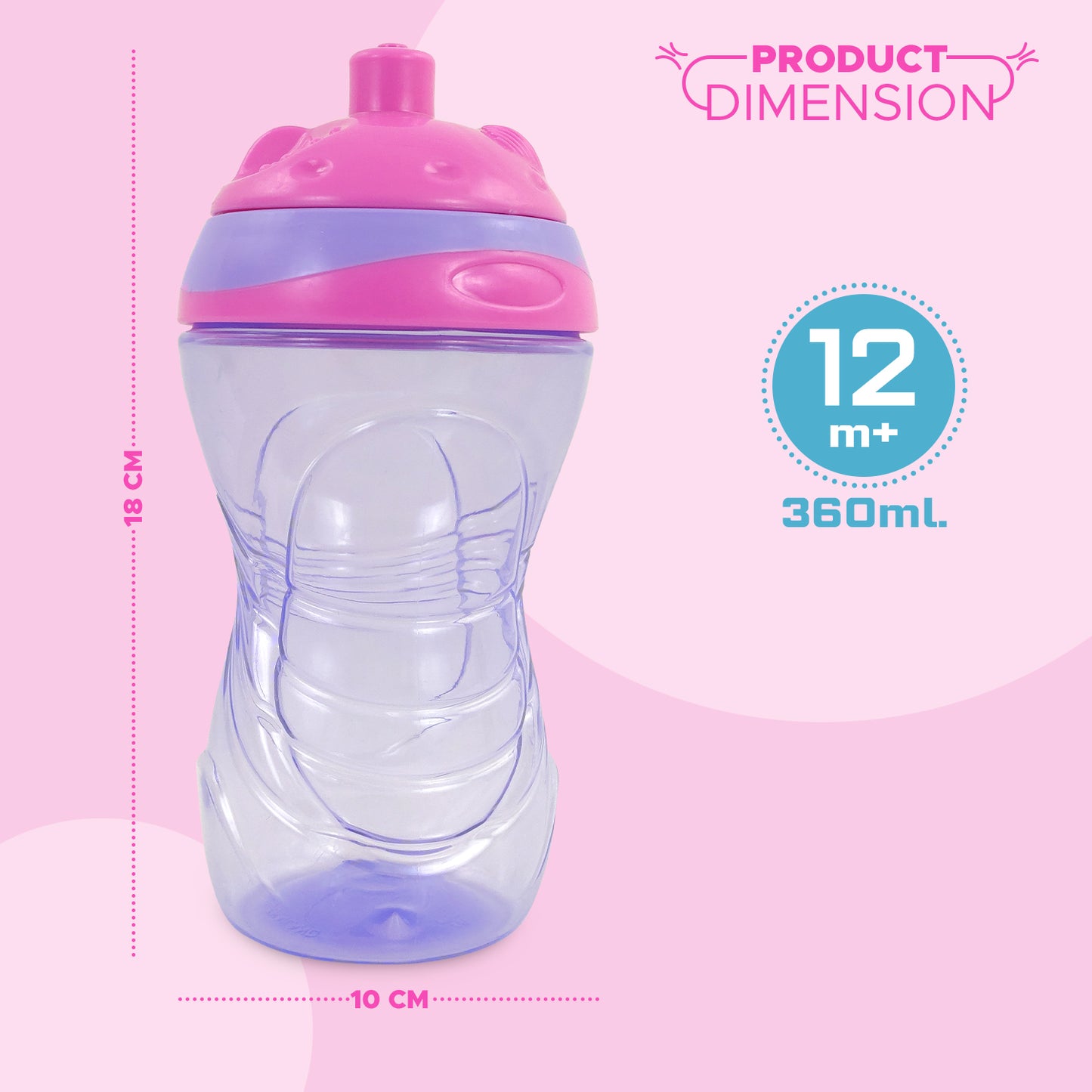 PUR 5508 Click & Lock Sippy Cup 360ml / 12oz (Pink, 12+ Months)