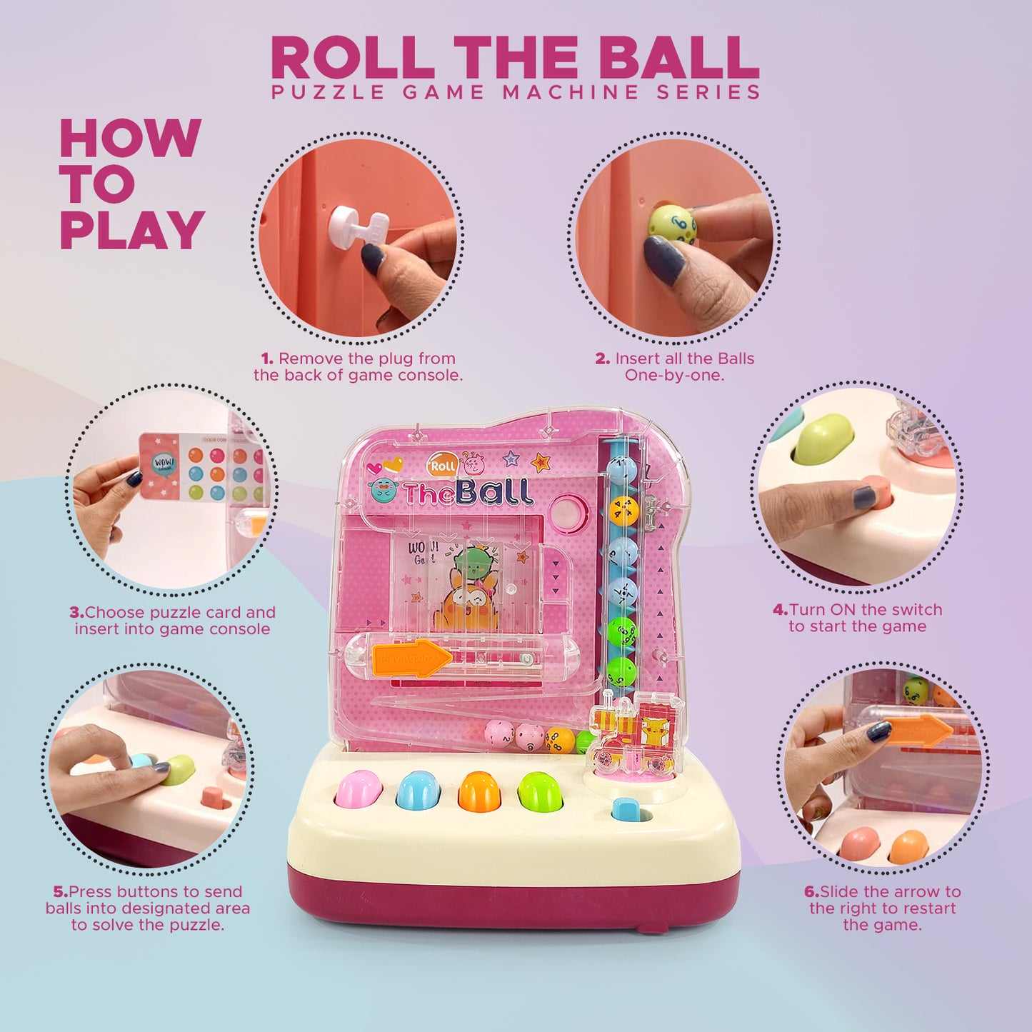 NHR Roll The Ball Early Learning &amp; Educational Toy for Kids with 12 Puzzle Cards &amp; 12 Balls | Sensory Toy | Gift for Boys &amp; Girls (Rolling Ball Game)