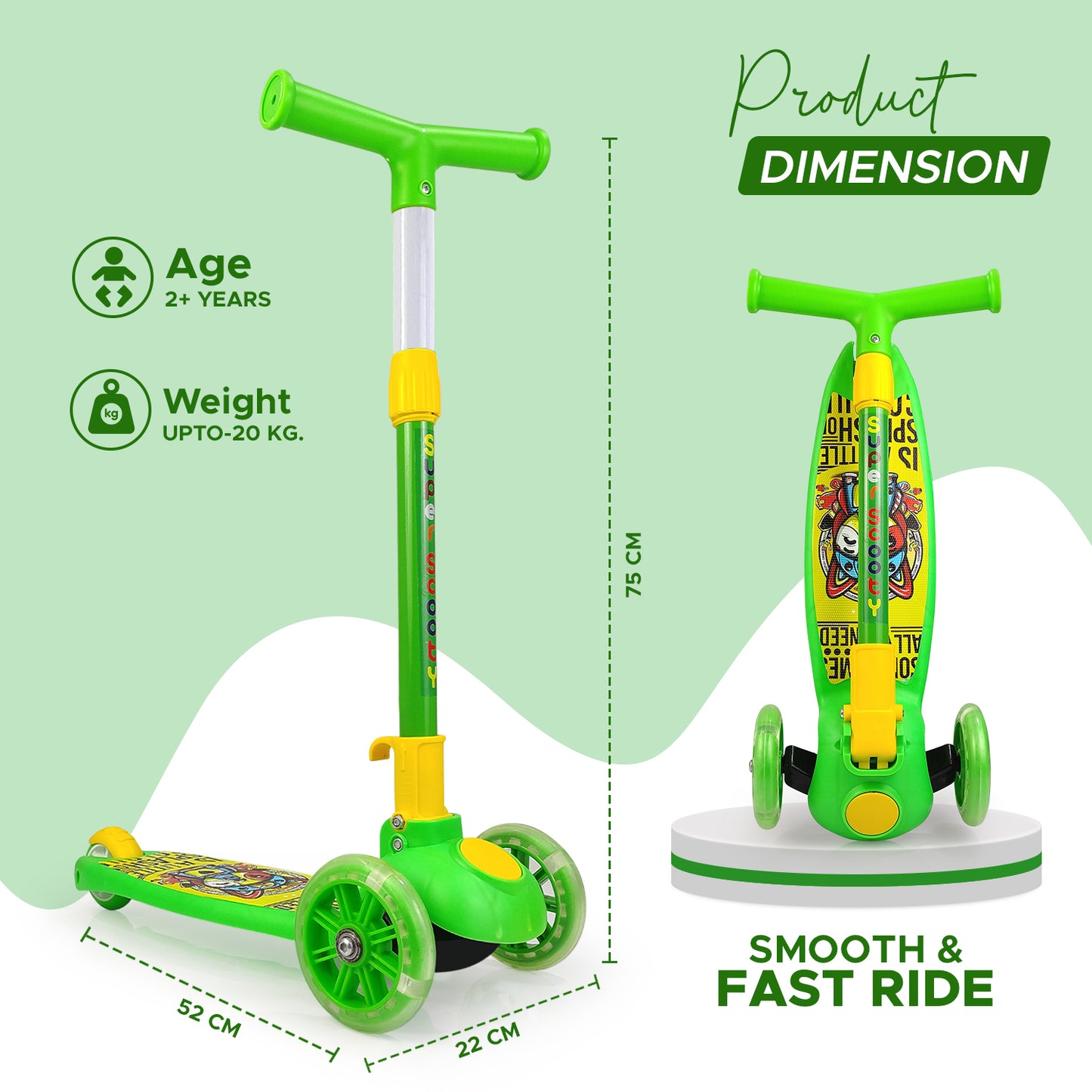 Fun Nation Smart Kick Scooter, Adjustable Height with LED Wheels (Choose Any Color) - product image 17 | Fun Nation