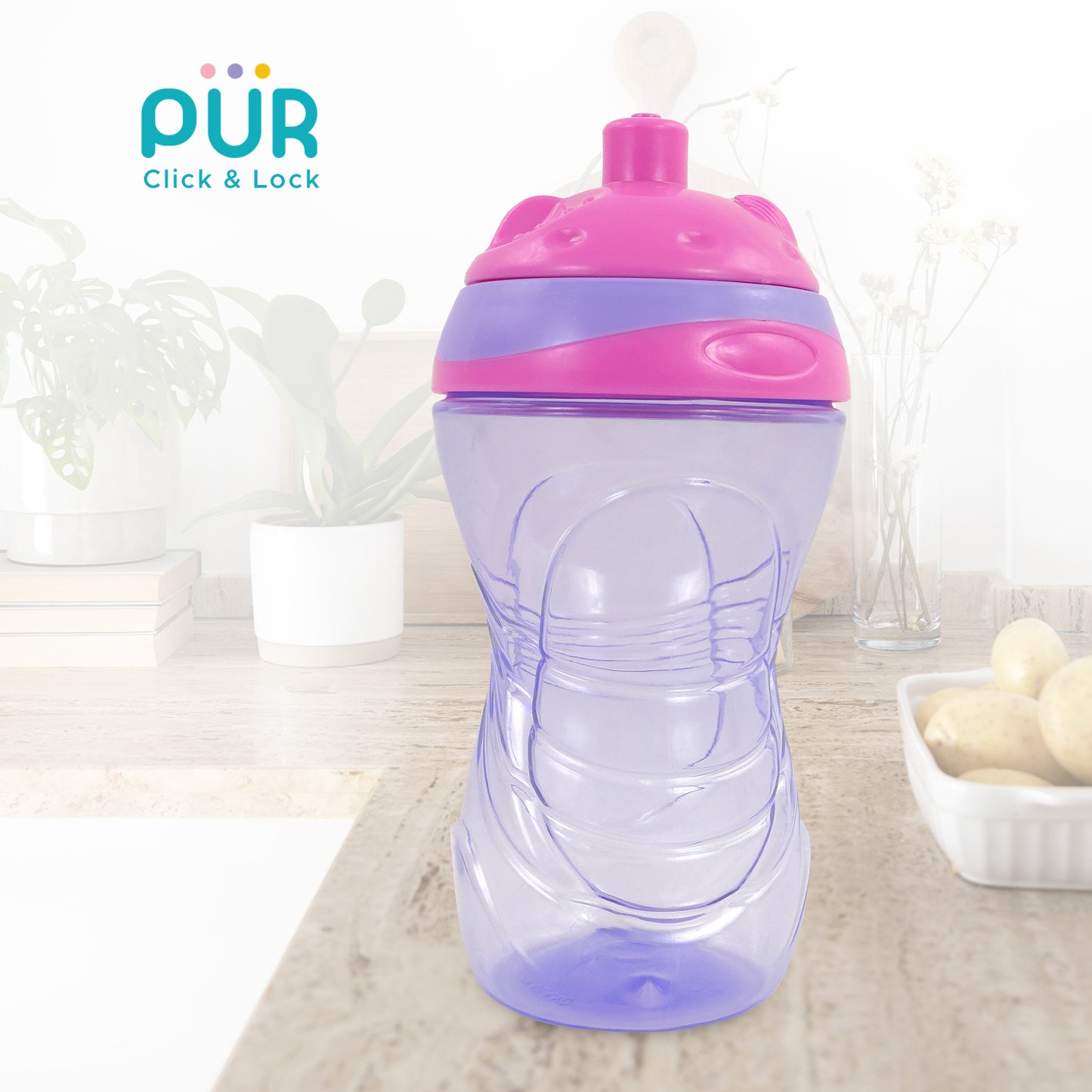 PUR 5508 Click & Lock Sippy Cup 360ml / 12oz (Pink, 12+ Months)