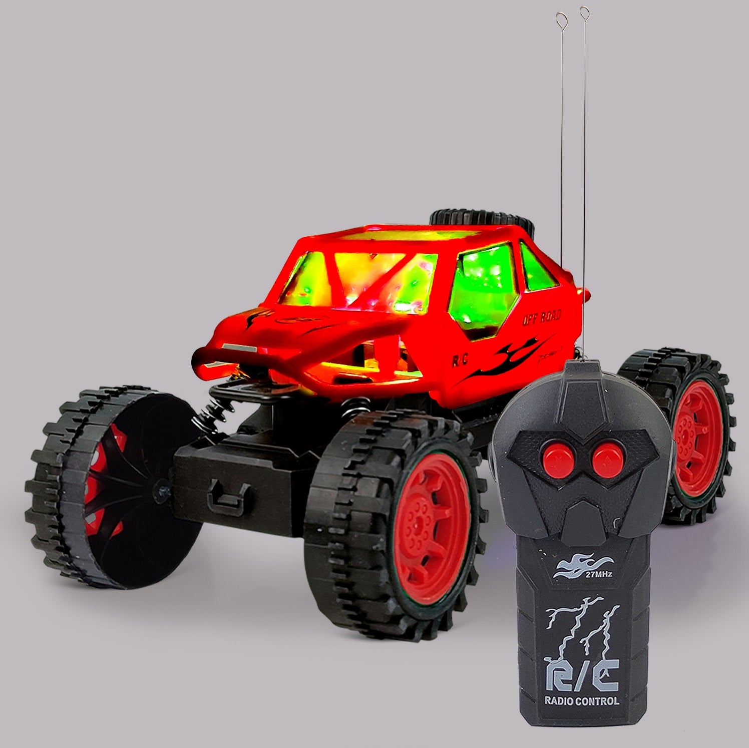 NHR Remote Control Monster Truck Off-Road Speed Jeep Truck with Attractive Lights , Hummer Car , Rock Crawler Climbing Car for 3+ Year Kids (Yellow)