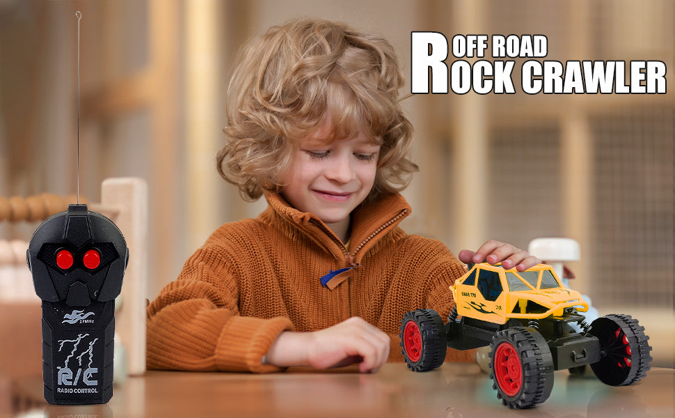 NHR Remote Control Monster Truck Off-Road Speed Jeep Truck with Attractive Lights , Hummer Car , Rock Crawler Climbing Car for 3+ Year Kids (Yellow)