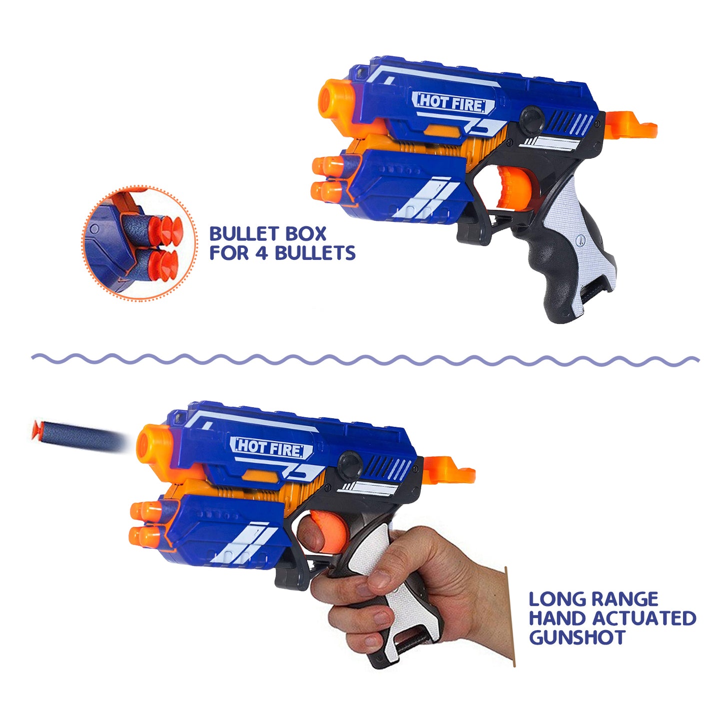 NHR Blaze Storm Manual Soft Bullet Gun Toy with 10 Safe Soft Foam Bullets (Multicolor)