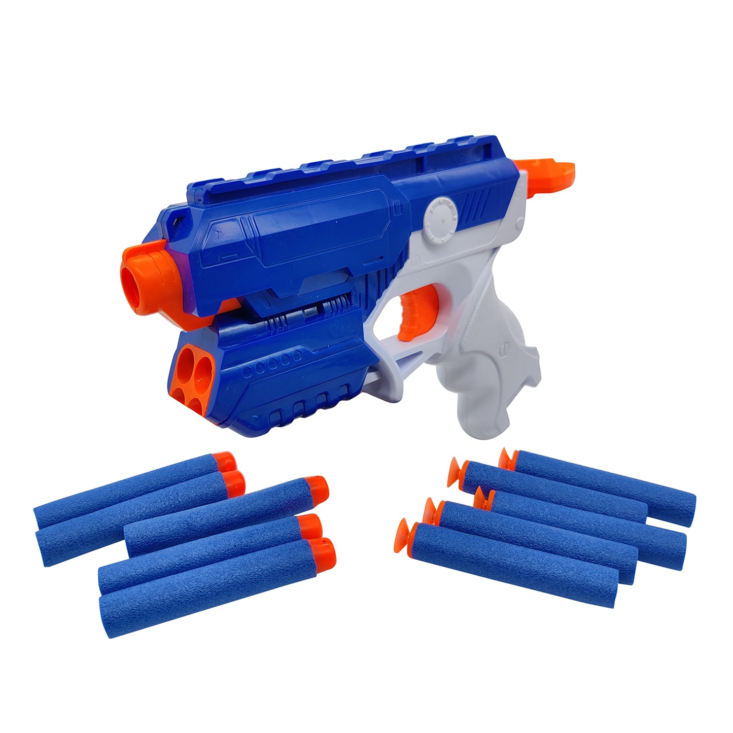 NHR Foam Blaster Gun Toy, (5 Foam Bullets and 5 Suction Dart Bullets) 8+ Years, Grey